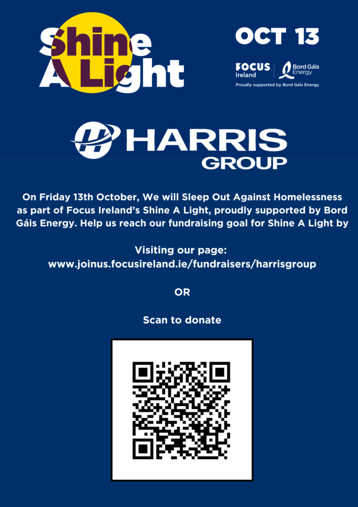 Harris Groups poster for Focus Irelands' shine a light campaign